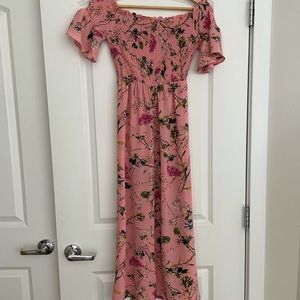 Cute pink floral midi midi dress 🎀